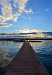 Obraz premium Bolsena lake - The lake front and the port of Bolsena medieval town