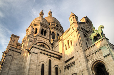 Fototapeta na wymiar View of the Sacre Coeur church on top of Montmartre in Paris in France 