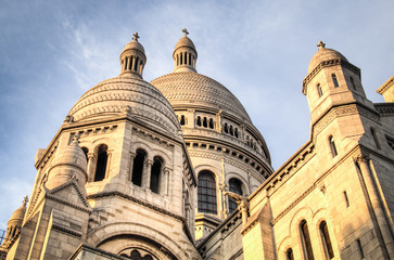 View of the Sacre Coeur church on top of Montmartre in Paris in France
