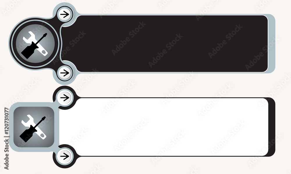 Aufkleber two abstract boxes for your text and spanner and screwdriver