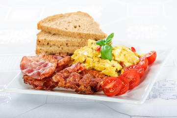 scrambled eggs and bacon