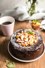 Chocolate cake with peach jam