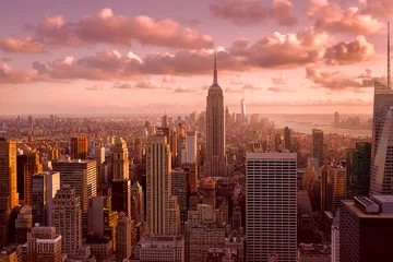 Türaufkleber New York Schöner Sonnenuntergang in New York City