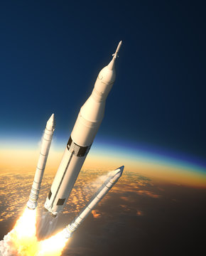 Space Launch System Solid Rocket Boosters Separation In Stratosphere