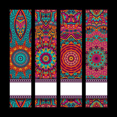 Festive colorful ornamental banner set