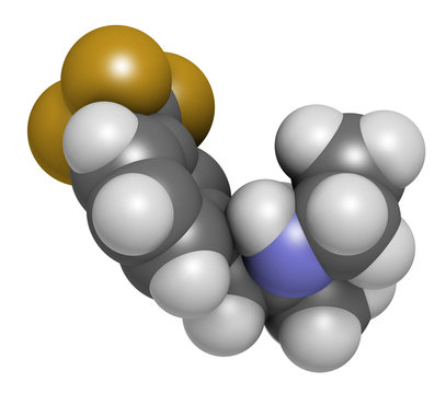 Fenfluramine weight loss drug molecule (withdrawn). 3D rendering