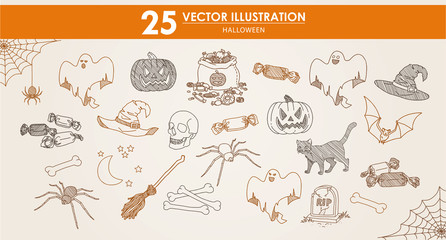 HAND-DRAWN vector illustrations set -  Halloween vol.1