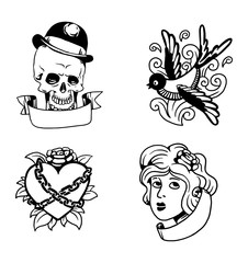 Old vintage tattoo vector illustration