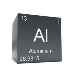 Aluminium chemical element symbol from the periodic table displayed on black cube