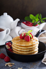 Stack of fluffy buttermilk pancakes