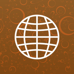 Flat paper cut style icon of globe