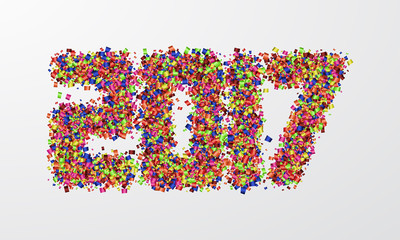 Vector modern happy new year background. 2017 with confetti.
