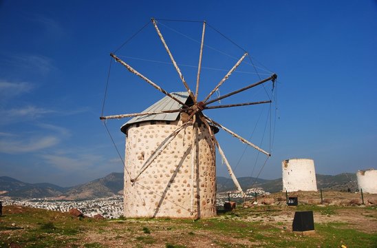 Traditional windmill in Bodrum, Turkey.