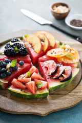 Watermelon pizza with fruits