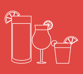 flat design cocktail drink glass over brightly colored  background image vector illustration 