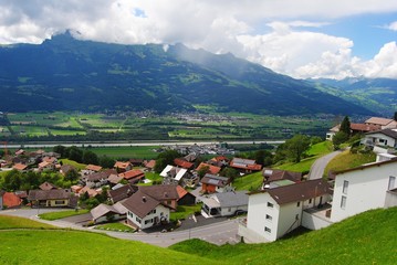 Fototapeta na wymiar View over Triesenberg in Liechtenstein.