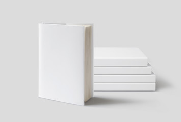 Photorealistic Book Mockup on light grey background. 3D illustration. High Resolution Texture. Mockup template ready for your design. 