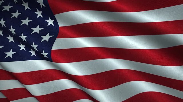 Unites States of America National Flag Flying in the Wind Looping 3D Animation 
