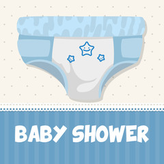 Baby diaper icon. Baby shower invitation card. Colorful design. Vector illustration