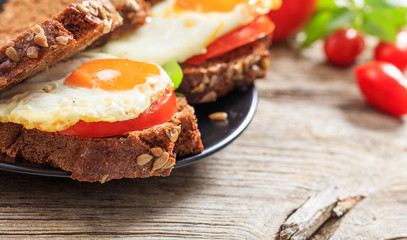 Fried egg and tomato sandwich