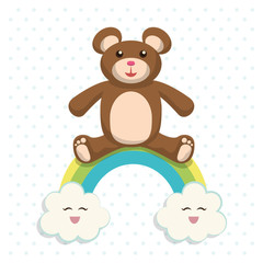 Obraz na płótnie Canvas Bear cartoon icon. Baby shower invitation card. Colorful design. Vector illustration