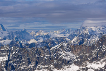 Amazing panorama from matterhorn glacier paradise to Alps, Switzerland