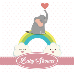 elephant cartoon icon. Baby shower invitation card. Colorful design. Vector illustration