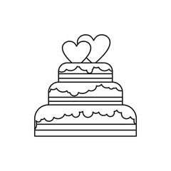 wedding cake icon in outline style isolated on white background vector illustration