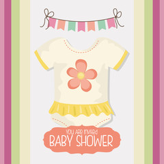 Baby cloth icon. Baby shower invitation card. Colorful design. Vector illustration
