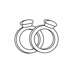 Wedding rings icon in outline style isolated on white background vector illustration