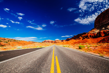 Driving through Capital Reef National Park, Utah, USA