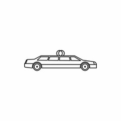 Wedding car icon in outline style isolated on white background vector illustration