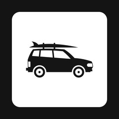 Car with surfboard icon in simple style on a white background vector illustration