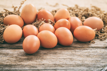 Eggs on a wooden surface