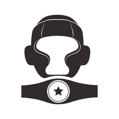 Helmet and belt icon. boxing sport competition and training theme. Isolated design. Vector illustration