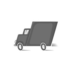Truck icon in black monochrome style isolated on white background. Transport symbol vector illustration