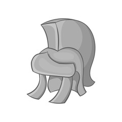 Helmet of gladiator icon in black monochrome style isolated on white background. Medieval warriors outfit symbol vector illustration