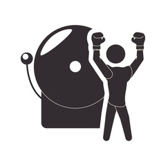Boxer and alarm icon. boxing sport competition and training theme. Isolated design. Vector illustration