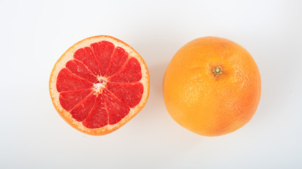 Grapefruit on white background