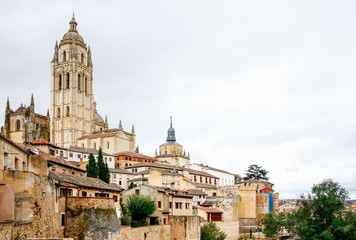Fototapeta premium Panoramic view of the historic city of Segovia, Spain