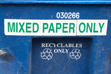 Mixed paper only recycling container