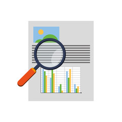 flat design graph chart and magnifying glass icon vector illustration