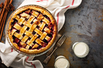 Homemade cherry pie with lattice
