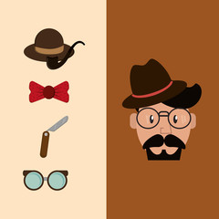 flat design hipster fashion  man image and retro icons vector illustration 