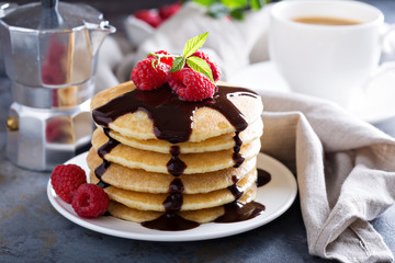 Stack of fluffy buttermilk pancakes