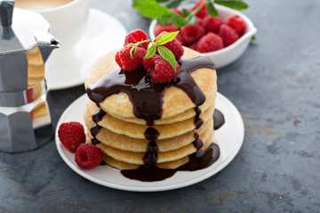 Stack of fluffy buttermilk pancakes