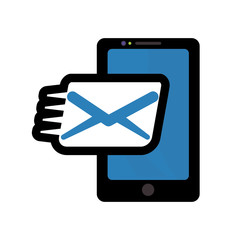 Smartphone gadget with envelope icon. Technology device and media theme. Isolated design. Vector illustration