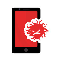 Smartphone gadget with bug icon. Technology device and media theme. Isolated design. Vector illustration