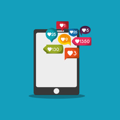 flat design mobile phone messaging image vector illustration