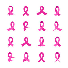 Pink ribbons icons set